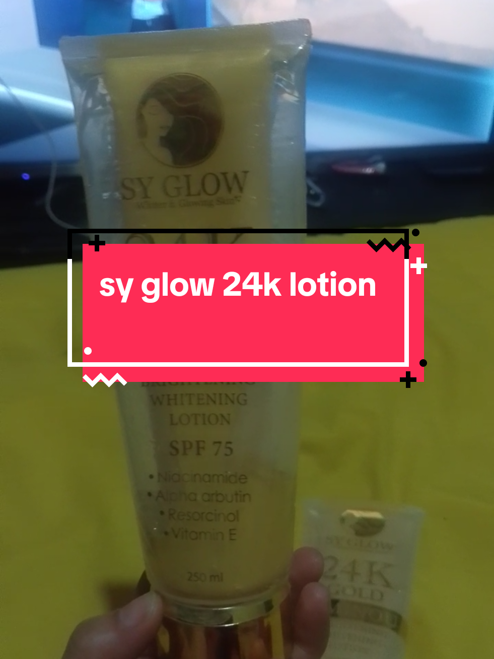 SY Glow's Favorite Bundle A - 24K Gold Luminous Whitening & Brightening Soap & Lotion Sunscreen Gel Face & Body Soap Body Lotion Niacinamide |Resorcinol Snail Extract Vitamin E Hyaluronic Acid SPF 75!