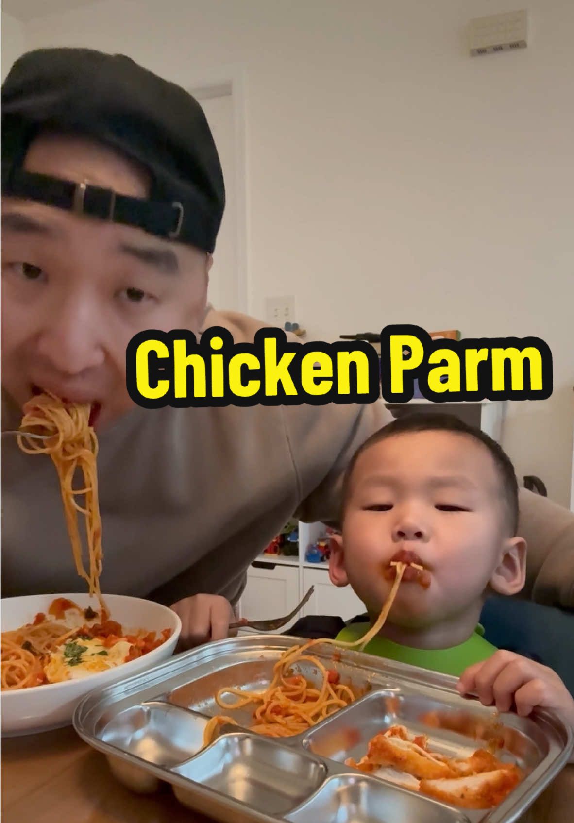Chicken Parm 🍝🔥 I usually ONLY cook korean food… How did I do? 🤔 #EasyRecipe #Recipe #chickenparm #dadlife 