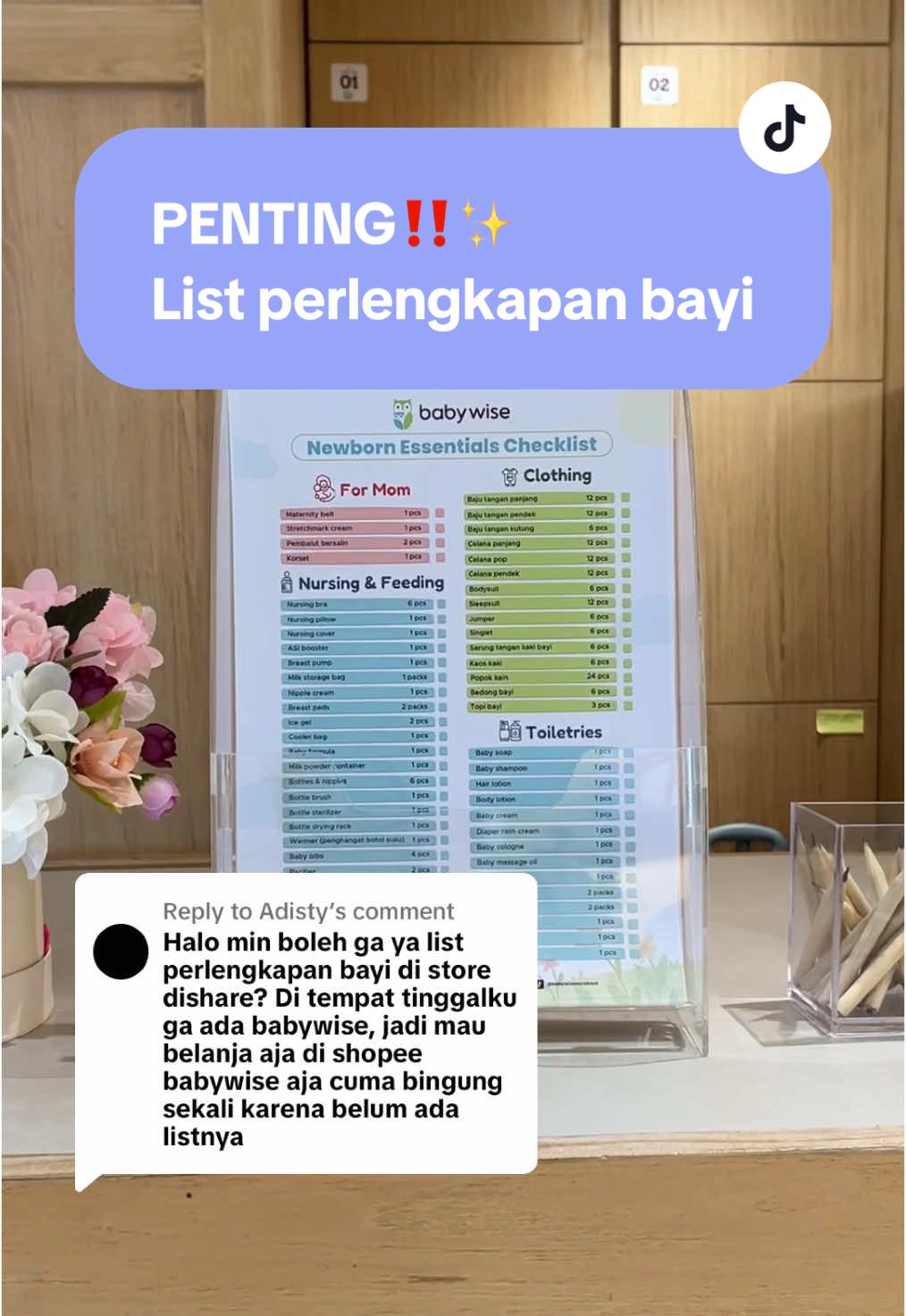 Replying to @Adisty  Silahkan di save / screenshot ya moms, semoga membantu!   #momtobe #perlengkapanbayi #babywiseshop #babywisestore 