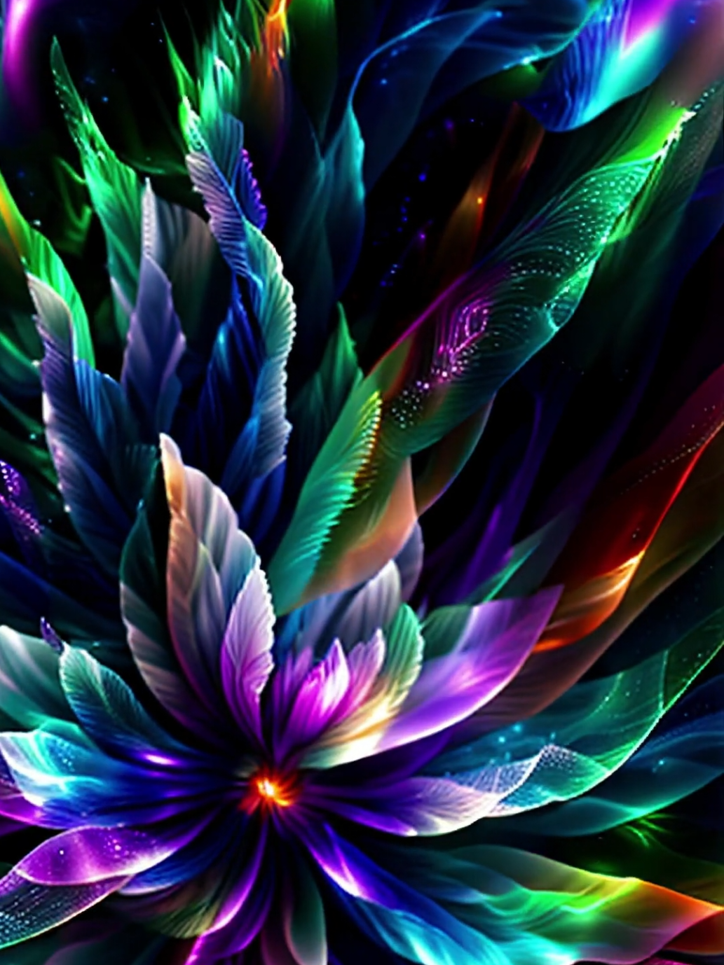 Northern Lights Blooms Translucent flowers imbued with the enchanting colors of the aurora borealis—emerald greens, vivid purples, and deep blues—glide through a silky caramel flow, creating a serene, cosmic dance that mesmerizes and soothes. #northernlightsblooms #auroraflowers #glowingpetals #livewallpaper #aiwallpapers #cosmicaesthetic #etherealglow #flowingcaramel #magicaldisplay #4kwallpapers 