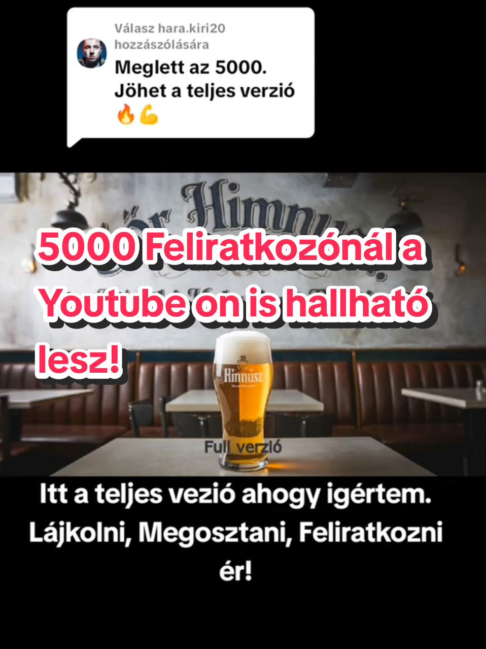 Válasz @hara.kiri20 részére Teljes verzió: Sör himnusz - Kozel-i helyeken. Már kint van youtube-on is https://youtu.be/gnxdcSGlSGM?si=O16rcXXjSvOlmDyF. Iratkozzatok fel ott is.