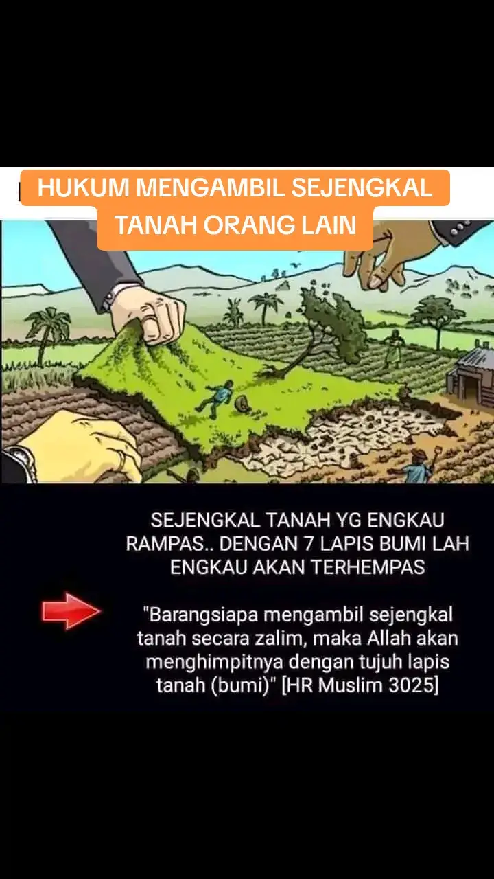 Rasulullah Shallallahu Alaihi Wa'salam melaknat orang yang mengubah dan memindahkan batas-batas tanah. Contohnya jika sesesorang memiliki tetangga lalu ia mengambil bagian tanah tetangganya dengan memindahkan batas tanah hingga luas tanahnya menjadi lebih luas, sedangkan luas tanah tetangganya menjadi berkurang. Perbuatan seperti ini terlaknat. Rasulullah Shallallahu Alaihi Wa'salam sendiri yang melaknatnya.  Seperti yang telah disebutkan dalam sabda beliau, 