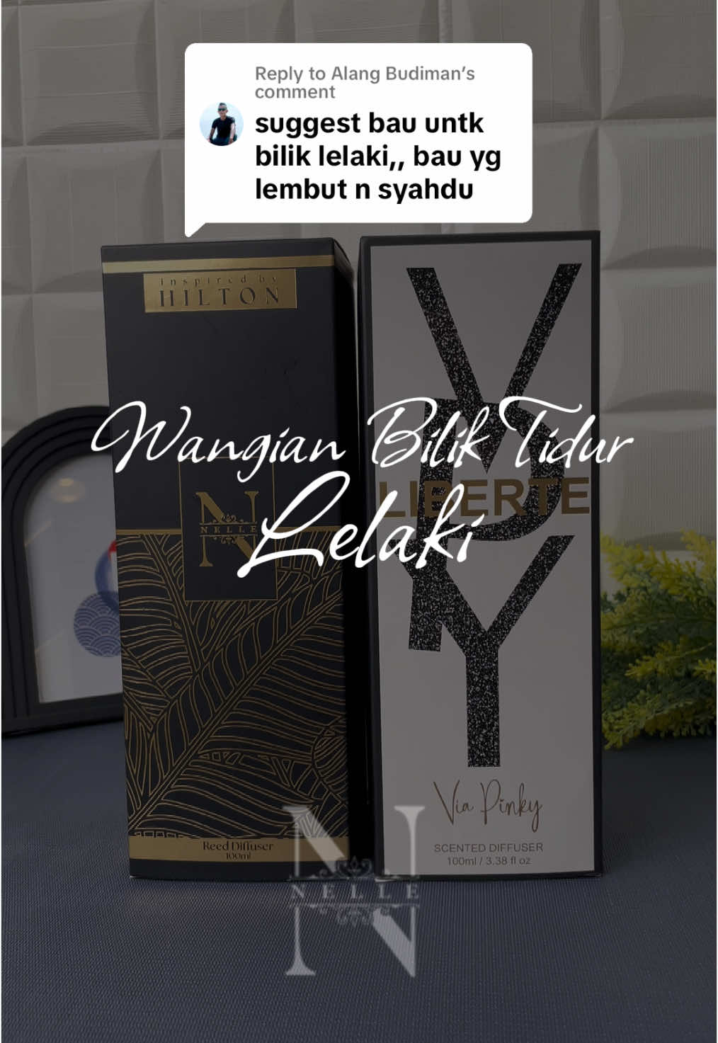 Replying to @Alang Budiman Dua wangian untuk bilik lelaki yang boleh direkomen kan. Harum semerbak dan tenang je bila tidur #shoppinghaul #nelle #nellebeauty #nellebeauty💇🏽‍♀️💅 #nellebeauty💇🏽‍♀️ #perfumetiktok #terpalingpewangirumah #pewangitandas #rayawangi #pewangirumah #scenteddiffuser #wangiraya2025 #inspiredbyhilton #inspiredbyshangrila #inspiredbygrandhyatt #pewangibilik #pewangiruangtamu 