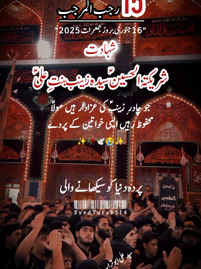 15 Rajab Shahadat syeda zainab slwt#15rajab_shahadat_bibi_zainabؑ #15rajjab_status #15rajabshahadat #trandingvideo #viewsproblem #15rajjab_shahadat_bibi_zainab_slwt #15rajab_shahadat_bibi_zainabؑ #syedturab514 #tranding #viral 