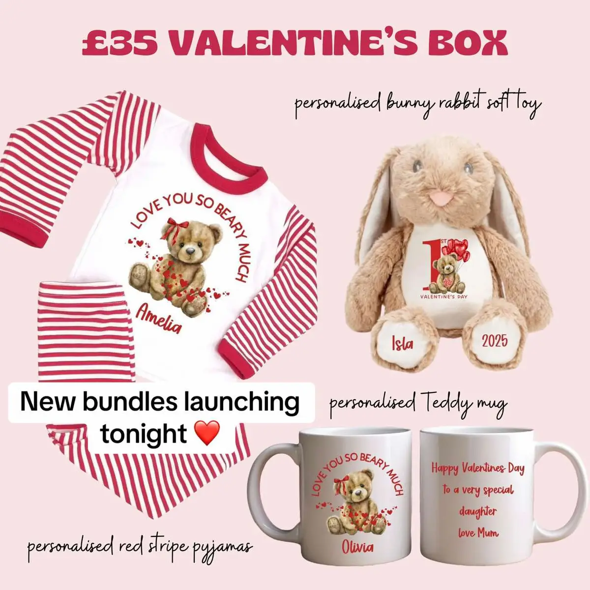 We are sooo excited to share our new bundles that will be launching tonight ❤️ you can also get adult PJs to match your little ones ❤️ limited stock so don’t miss out #fyp #viraltiktokvideo #valentinesbasket #valentinespjs #backtoworkgift #maternityleaveover 