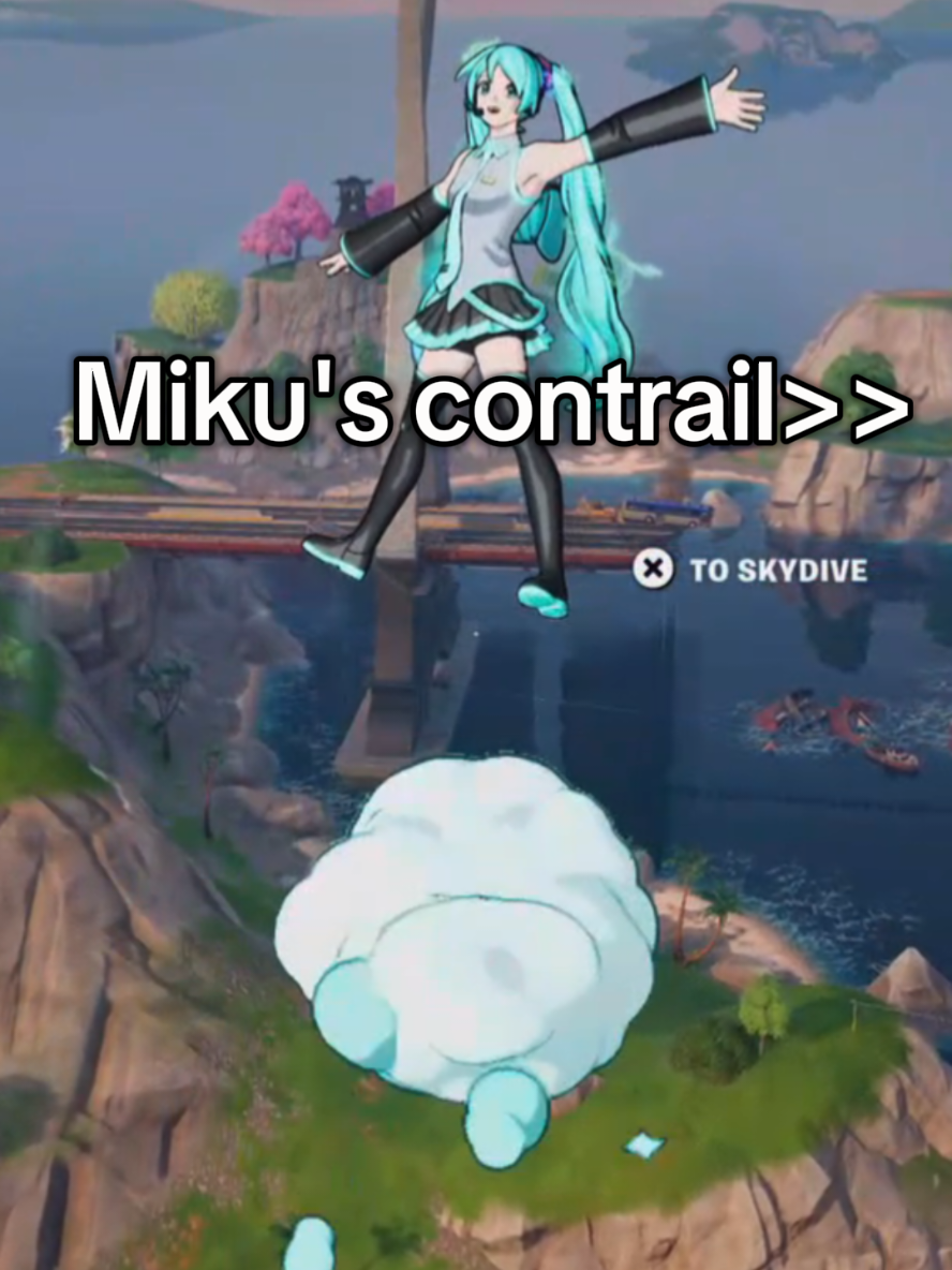 Also, this glider pairs perfectly with her! I'm so obsessed  #hatsunemiku #fortnite #fortniteclips #fortnitebr #fortnitehatsunemiku 