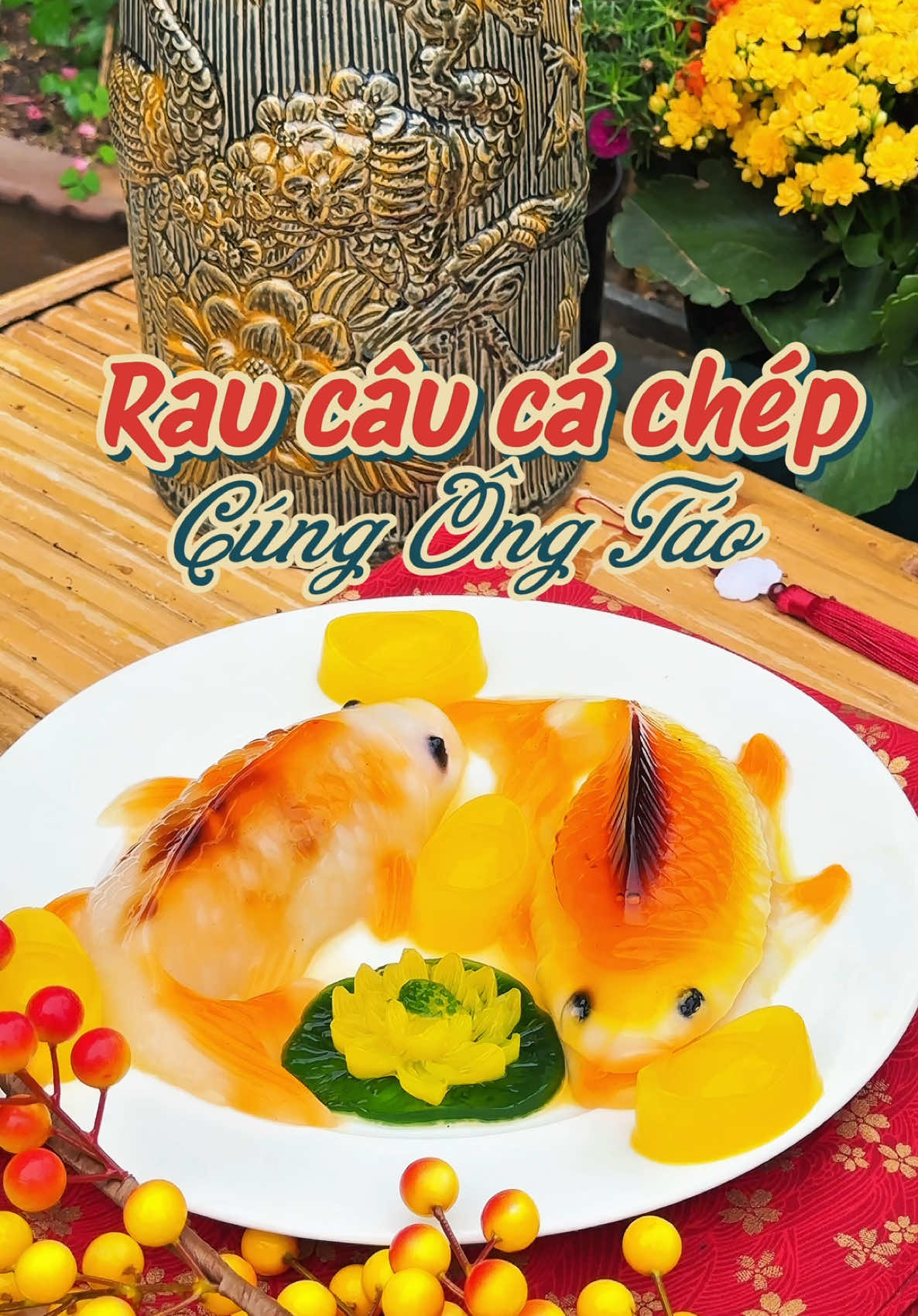 Cách làm rau câu cá chép cúng ông Táo về trời đẹp như tranh #ancungtiktok #raucaucachep #raucaucachepthoivang #thachraucau 