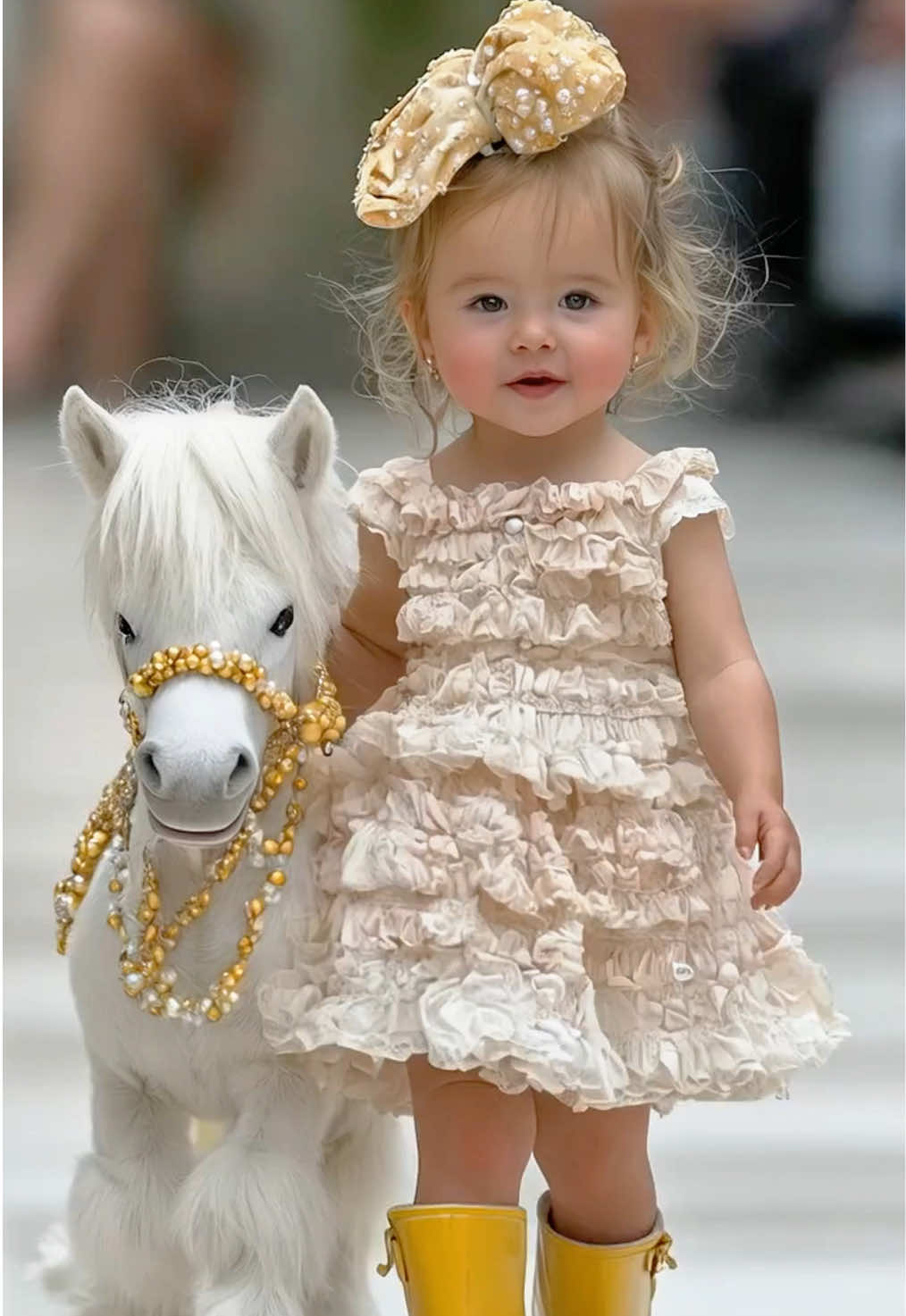 Adorable Baby and Animal Catwalk 🦌😽😻 #baby #cutebaby #babyvideos #babydance #babyshorts #AI #Runway #fyp #viral #animal  #BabyFashionShow #ForYou #bebes 