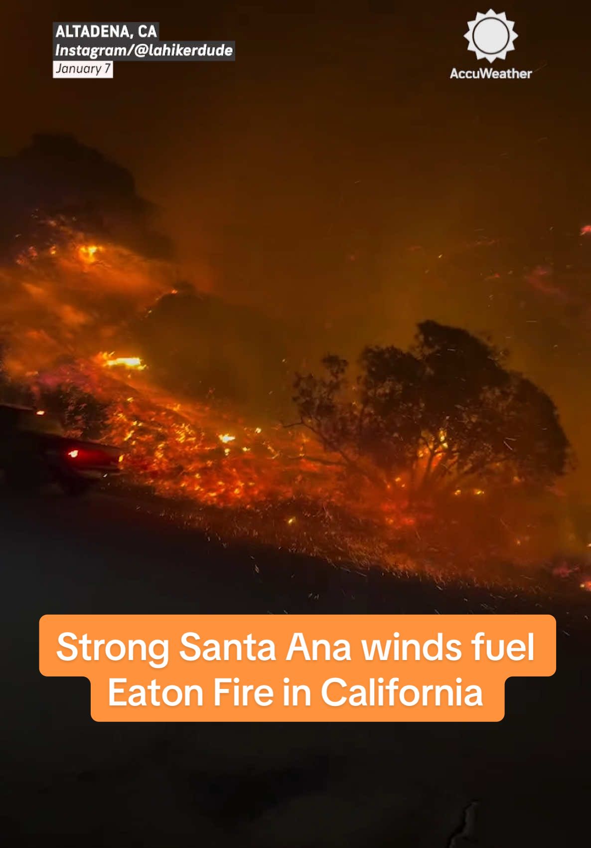 It's been one week since the Eaton Fire started in Altadena, California. Here's what it looked like as the fast-moving wildfire was fueled by strong Santa Ana winds.  #eatonfire #altadena #california #socal #news #wildfire #fire #wind #santaanawind #accuweather 