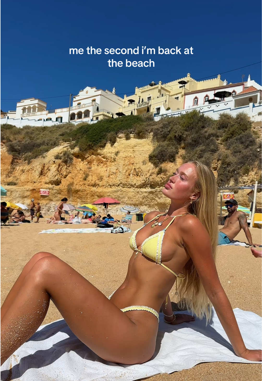 my happy place 😚 kini is @Bydee code ZOE #beach #Summer #europe #girls #relatable #tan #tanning #sun 