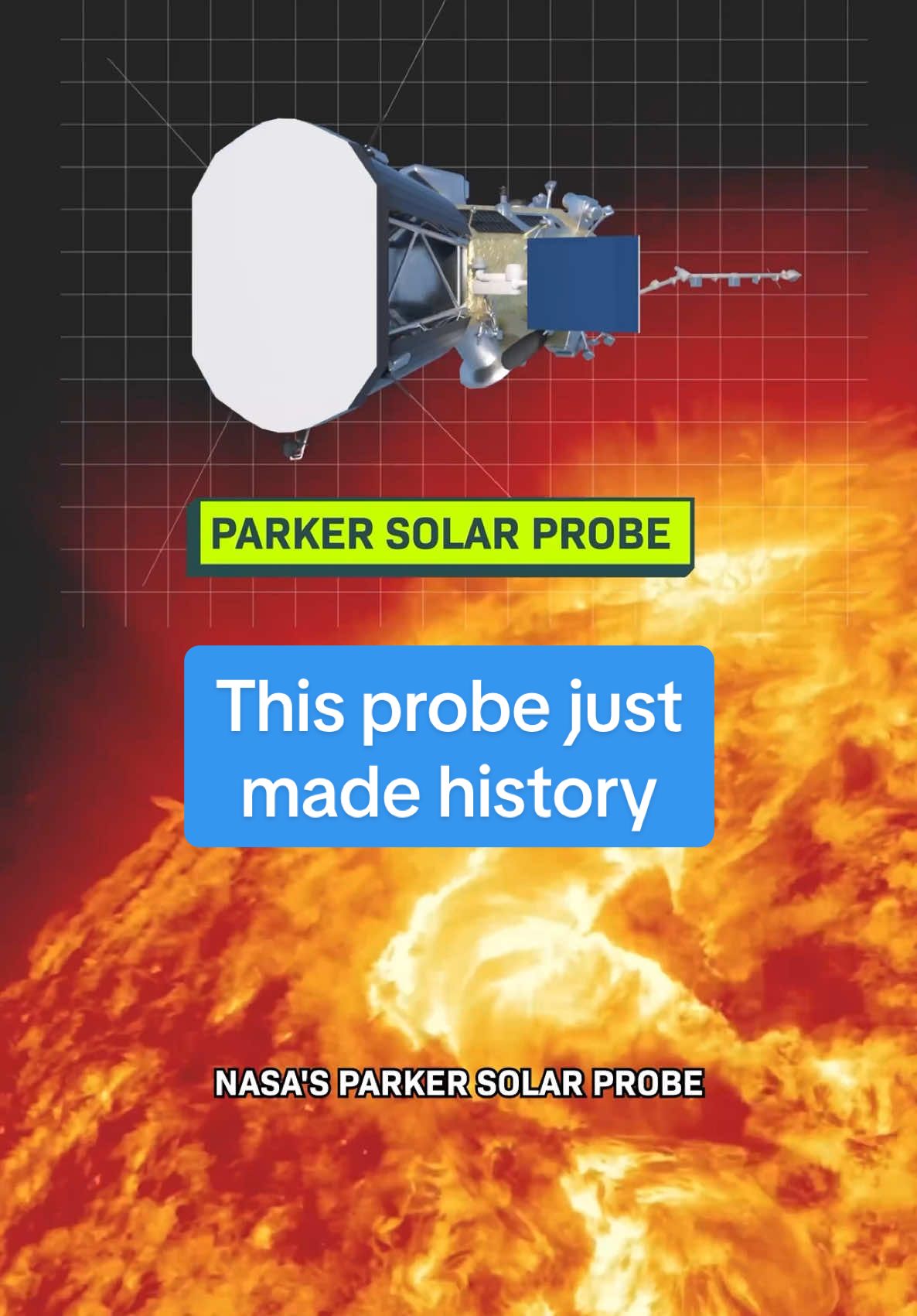 NASA’s Parker Solar Probe just broke the record for the closest we’ve EVER been to our sun.  And because of the sun’s gravity, it’s also become the fastest man-made object ever. Here's what it's doing and why it's so important...  I can’t wait to see what data it sends back. To stay updated on optimistic science and tech stories, follow (here or elsewhere!) for more of our show Huge If True.  #animation #space #NASA #parkersolarprobe #worldrecord