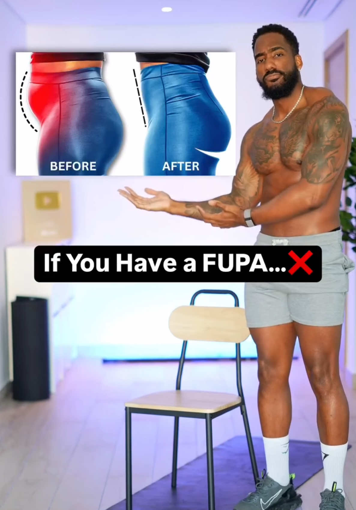 Comment “Chair”💌 & Tap 🔗 in bio for your full FUPA workouts 🔥 Do you have a FUPA but don’t know where to start?! LIKE ❤️& SAVE 💾 this workout routine!🔥  But don’t forget… YOU CAN’T SPOT REDUCE YOUR FUPA‼️ Unfortunately you can not pick where you want to lose fat on your body. You lose it all round and eventually that FUPA will reduce and disappear 🔥🙏🏾 To really see results you need to: ▫️Be in a slight calorie deficit  ▫️Incorporate weight lifting  ▫️Do cardio to complement your journey Now let’s get to work 🙋🏽‍♀️🔥 Routine:  🔘 45 seconds work 🔘 15-20 seconds Rest After each exercise  🔘4/5 rounds  🔘 60 second Rest After each round #fupa #bellyfat #homeworkout