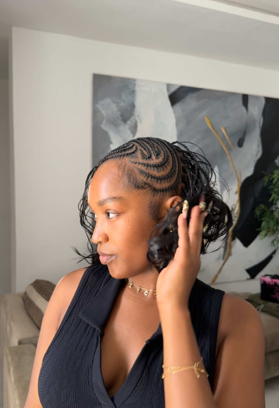 Just want to show off my new braids using French curls ☺️ #fyp 