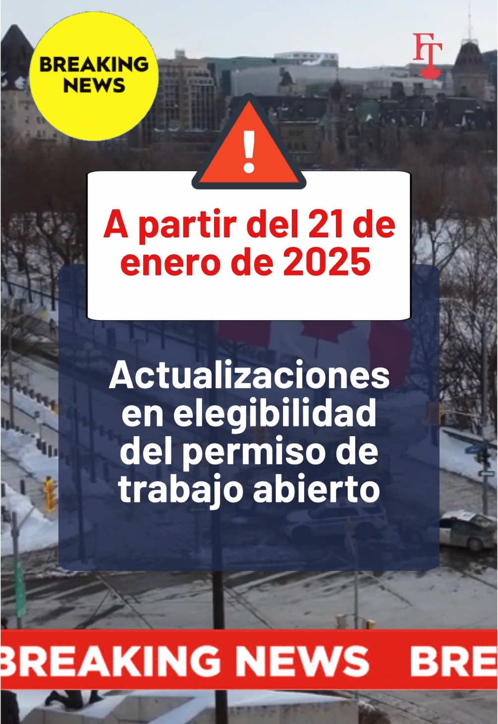 🚨 ÚLTIMA HORA 🚨 🇨🇦 Cambios importantes en Canadá A partir del 21 de enero de 2025, se restringe la elegibilidad para permisos de trabajo abiertos. ✅ Ahora solo podrán solicitarlos: Cónyuges de ciertos estudiantes internacionales. Cónyuges de algunos trabajadores extranjeros calificados. 👀 Te mantendremos informado con más detalles. 📌 #Canadá #Inmigración #PermisoDeTrabajo #EstudiantesInternacionales #TrabajadoresExtranjeros #NoticiasEnDesarrollo #BreakingNews