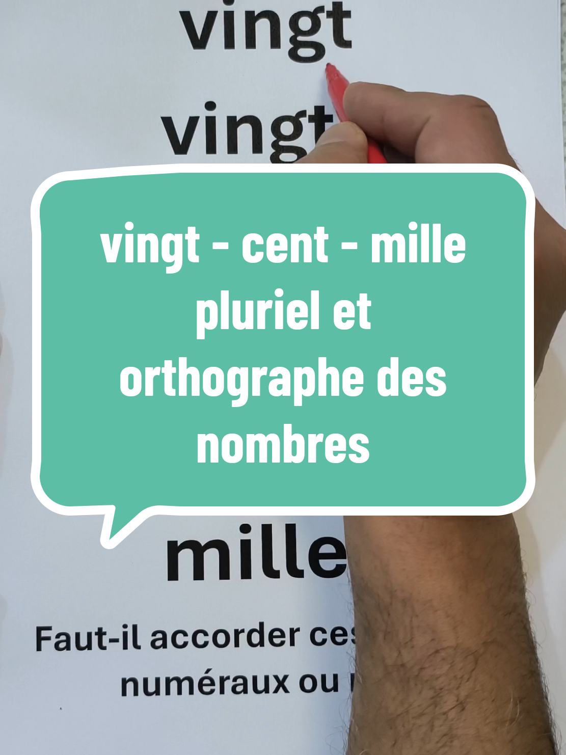 vingt - vingts - cent - cents - mille - milles orthographe des nombres en français. #vingt #cent #mille #orthographe #nombre #francais #maitre 