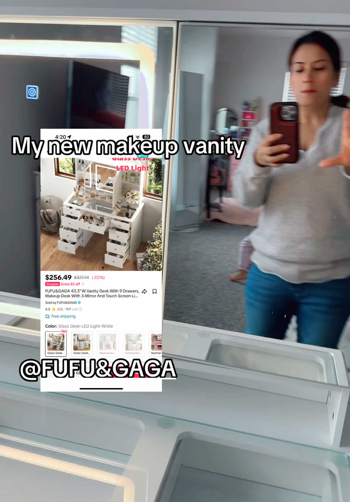 @FUFU&GAGA #makeupvanity #fufuandgaga #vanitytable #tiktokshopfindsthehaul #tiktokshoploveaatfirstfind #tiktokshopjumpstart #fyp #lovedit #beautycommunity #makeupvanitycheck #vanitymakeup #vanityorganization 