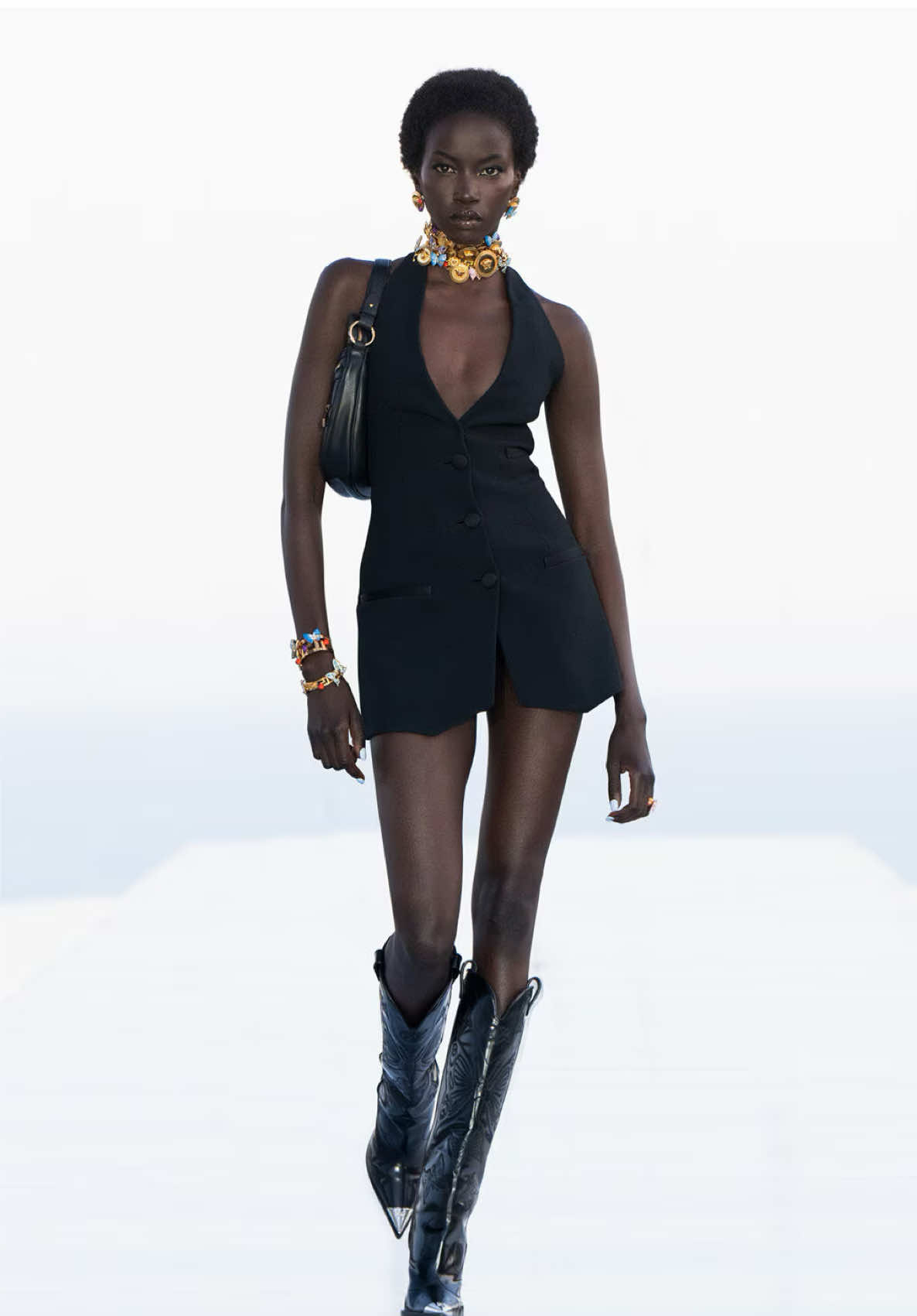 Anok Yai walking for Versace 