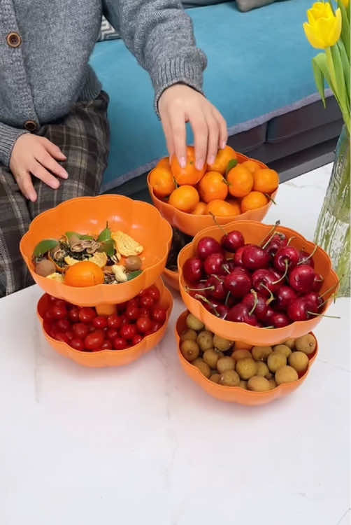 This pumpkin fruit plate is so convenient to use. It has a double-layer superimposed design and can be filled with fruits and candies. It can be used as a decoration wherever it is not needed #FruitPlate #RotatingCandyBox