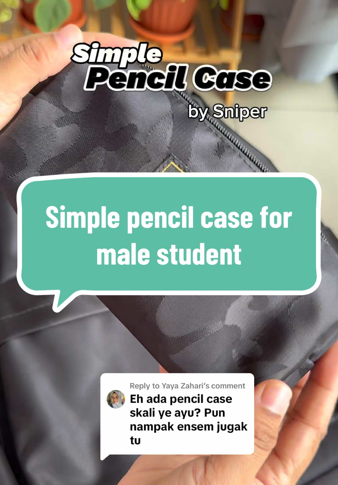 Replying to @Yaya Zahari sniper pencil case ni simple. Budak lelaki mesti suka camni. Waterproof pula tu. . #simplepencilcase #sniperpencilcase #blackpencilcase #camouflagelover #backtoschool #sniperbag 