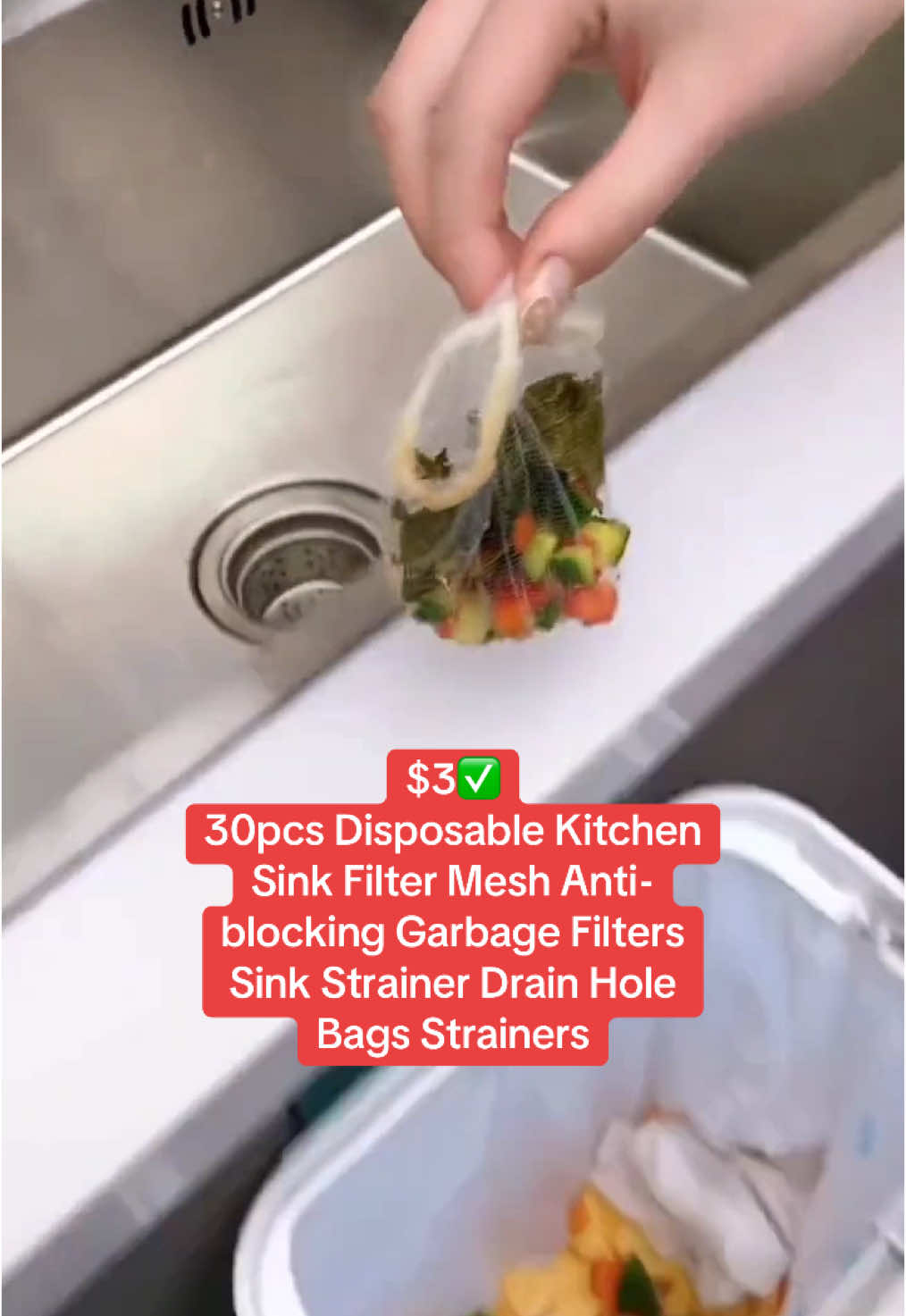 $3✅ 30pcs Disposable Kitchen Sink Filter Mesh Anti-blocking Garbage Filters Sink Strainer Drain Hole Bags Strainers