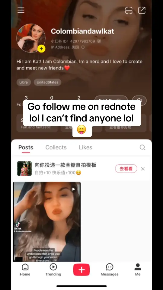 Go follow me on red note lol I’m still staying on TikTok 1000% however it’s fun over there too! I can’t find any of my friends though so try to find me too lol