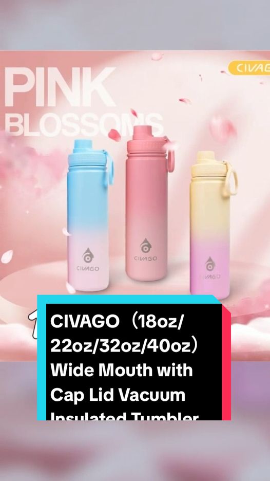 CIVAGO（18oz/22oz/32oz/40oz）Wide Mouth with Cap Lid Vacuum Insulated Tumbler Hot And Cold Drinking Water Bottle under ₱317 pesos! Don't miss out! Tap the link below! #civagotumbler #TikTokShop #tiktokfinds #TikTokFashion #tiktokph #tiktokaffiliate #LearnOnTikTok 