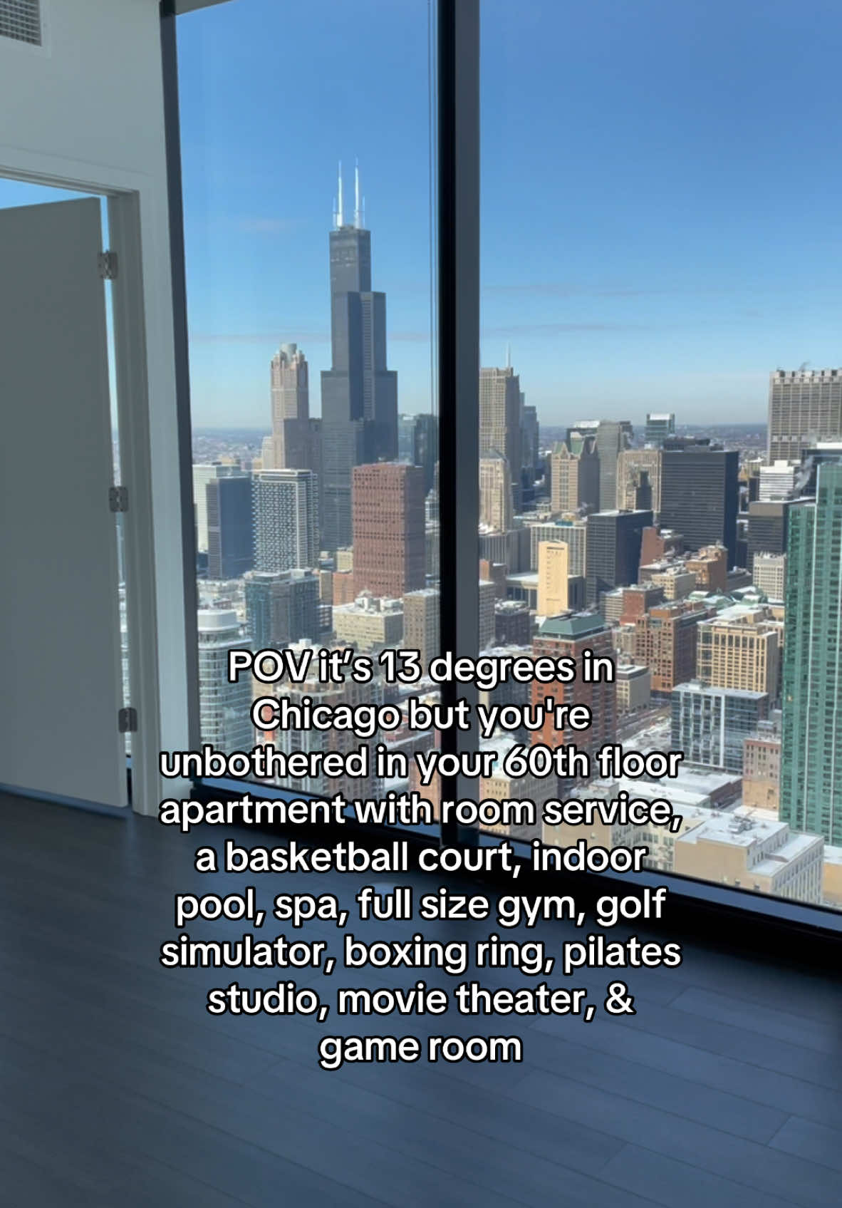 Being stranded in your apartment is easy when you live in a building like this #chicago #apartmenttour #realtor #illinois #fyp 