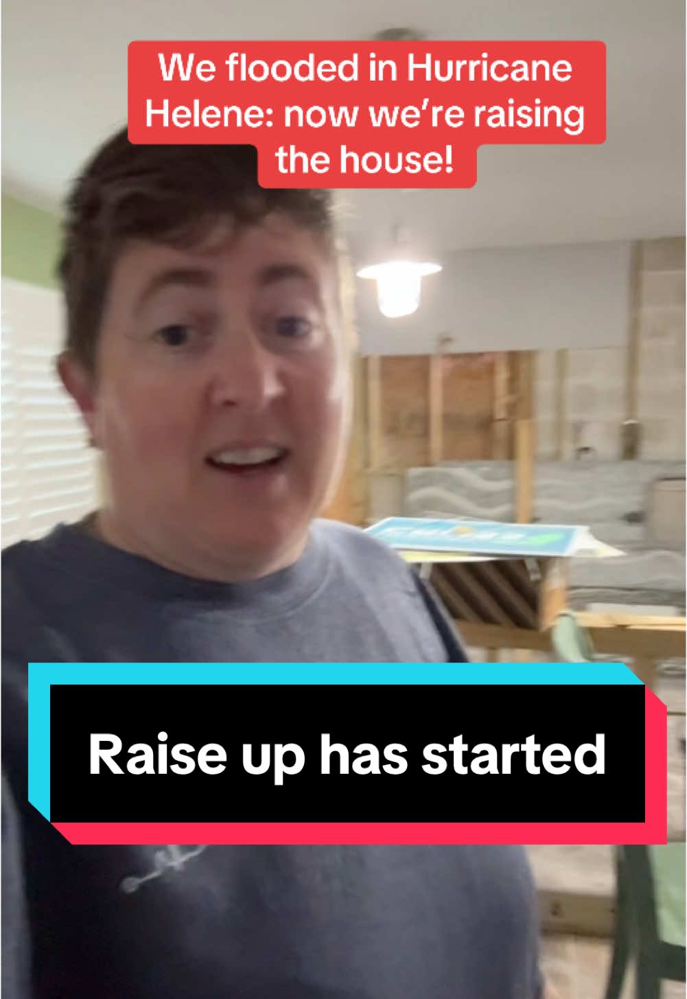 During Hurricane Helene, our house sustained significant damage from flood waters. We weighed our options and are raising it up 12 feet in the air to mitigate future flooding issues #flood #hurricane #house #renovation #houseraising 