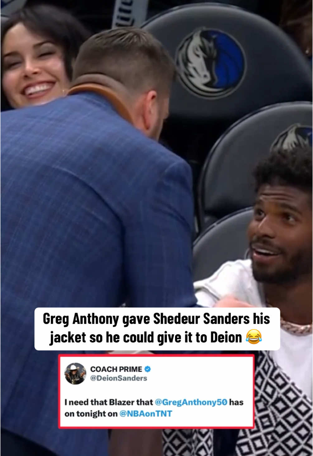 Coach Prime tweeted about Greg Anthony’s jacket while he was broadcasting a game, so he gave it to Shedeur 🤣 #NBA #basketball #football #shedeursanders #deionsanders