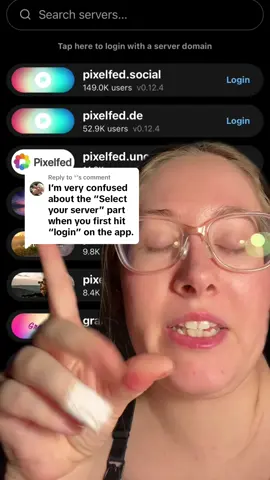 Replying to @¨̮ #greenscreenvideo #greenscreen how to get past selecting a server on pixelfed! hopefully someone in the comments can explain it better, I joined the first one! #pixelfed #tiktokban #tiktokrefugee 