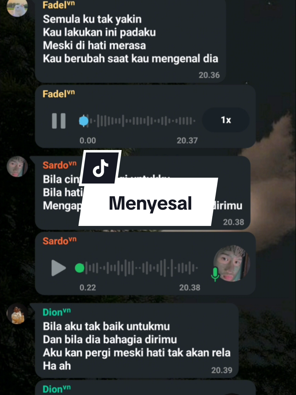 Menyesal | cover - @fadeladam_ @d.o_srr @twistverse2 @al.rasya60 @fyericko @itsme_b4l  @szivsz @lyodrabeneran @initiaraandini  #menyesal #coverlagu #voicenote 