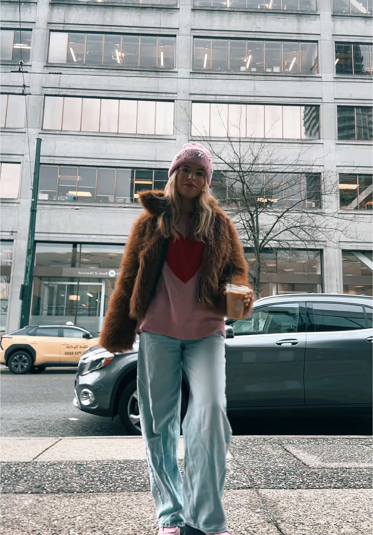 Outfit inspo of the day #OOTD  Outfit Details: Coat & Jeans @H&M  Sweater: cupcakes &cashmere Hat: @Urban Outfitters  Shoes: @stevemadden  Jewelry: @Ideaure Jewelry 