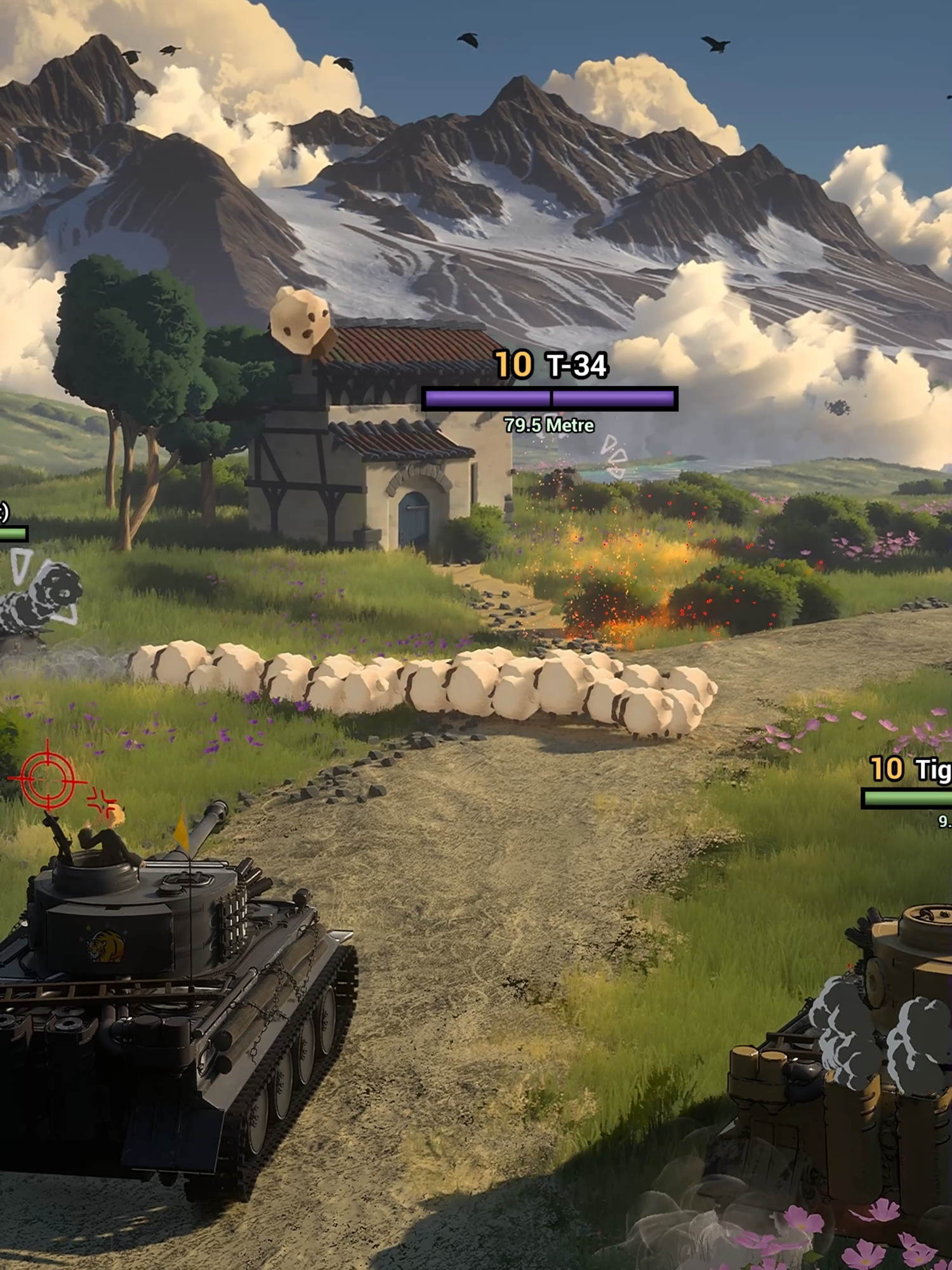 Tank Girl's Sheep Farming: Surprise Attack by T-34! #アニメーション #アニメを作ってみた #アニメ #ティーガー重戦車 #戦車 #ANIME