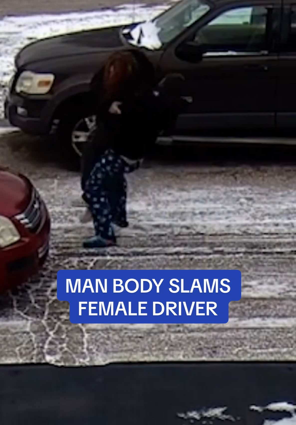 A woman was filmed being body slammed by a man she attacked unprovoked after a fit of road rage. 😳 #shock #roadrage #drama