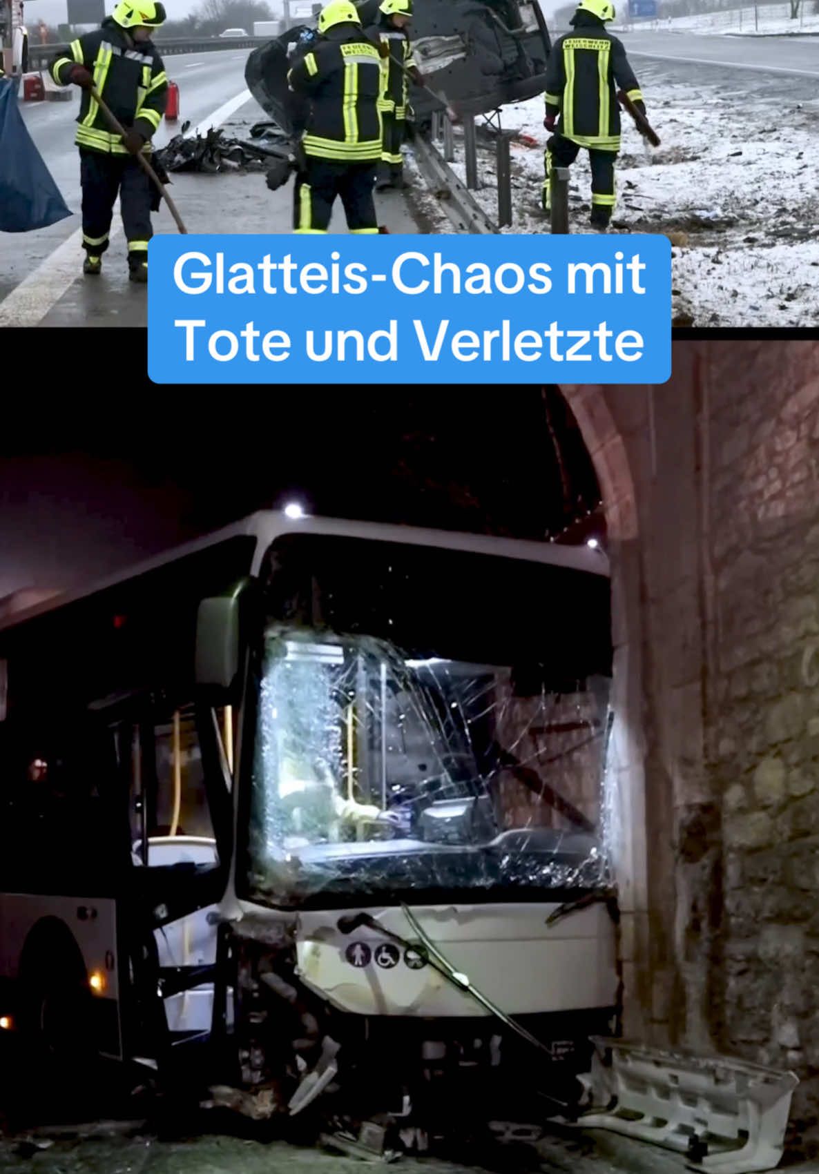 Süddeutschland rutscht ins Chaos. Glatteis-Alarm - Verkehrschaos mit Tote und Verletzte. Ein Eispanzer legt Teile Bayerns und Baden-Württembergs lahm und das ist richtig gefährlich.  Bereits am Mittwochmorgen sind zwei Menschen bei schweren Unfällen ums Leben gekommen. Auf der A92 in Niederbayern prallte ein Auto in einen querstehenden Lkw – der Fahrer starb noch an der Unfallstelle. Auch auf der A3 bei Regensburg kam es zu einer Unfallreihe mit mindestens einem Todesopfer. Die Autobahnen in beiden Regionen bleiben wegen Glatteis gesperrt. In Baden-Württemberg meldete die Polizei bis zum Vormittag über 650 Unfälle, darunter mehr als 120 allein im Großraum Heilbronn und rund 200 im Landkreis Ludwigsburg. „Zum Glück oft nur Blechschäden, aber auch Verletzte“, so ein Sprecher. Der Appell der Polizei: „Bleiben Sie im Homeoffice, wenn möglich!“ Auch abseits der Autobahnen gibt es teils dramatische Szenen: In Sommerhausen bei Würzburg krachte ein Linienbus auf glatter Fahrbahn gegen ein historisches Tor. Sieben Menschen wurden verletzt, eine Frau schwer. Der Wintereinbruch hat außerdem zu Schulausfällen geführt – betroffen sind mehrere Landkreise in Bayern, darunter Ansbach und Neustadt an der Waldnaab. Der Deutsche Wetterdienst warnt weiterhin vor örtlichem Glatteis, leichtem Schneefall in Oberschwaben und Sturmböen im Schwarzwald. Erst am Mittag soll sich die Lage langsam entspannen. #news #unfall #glatteis #winter #wetter #polizei 