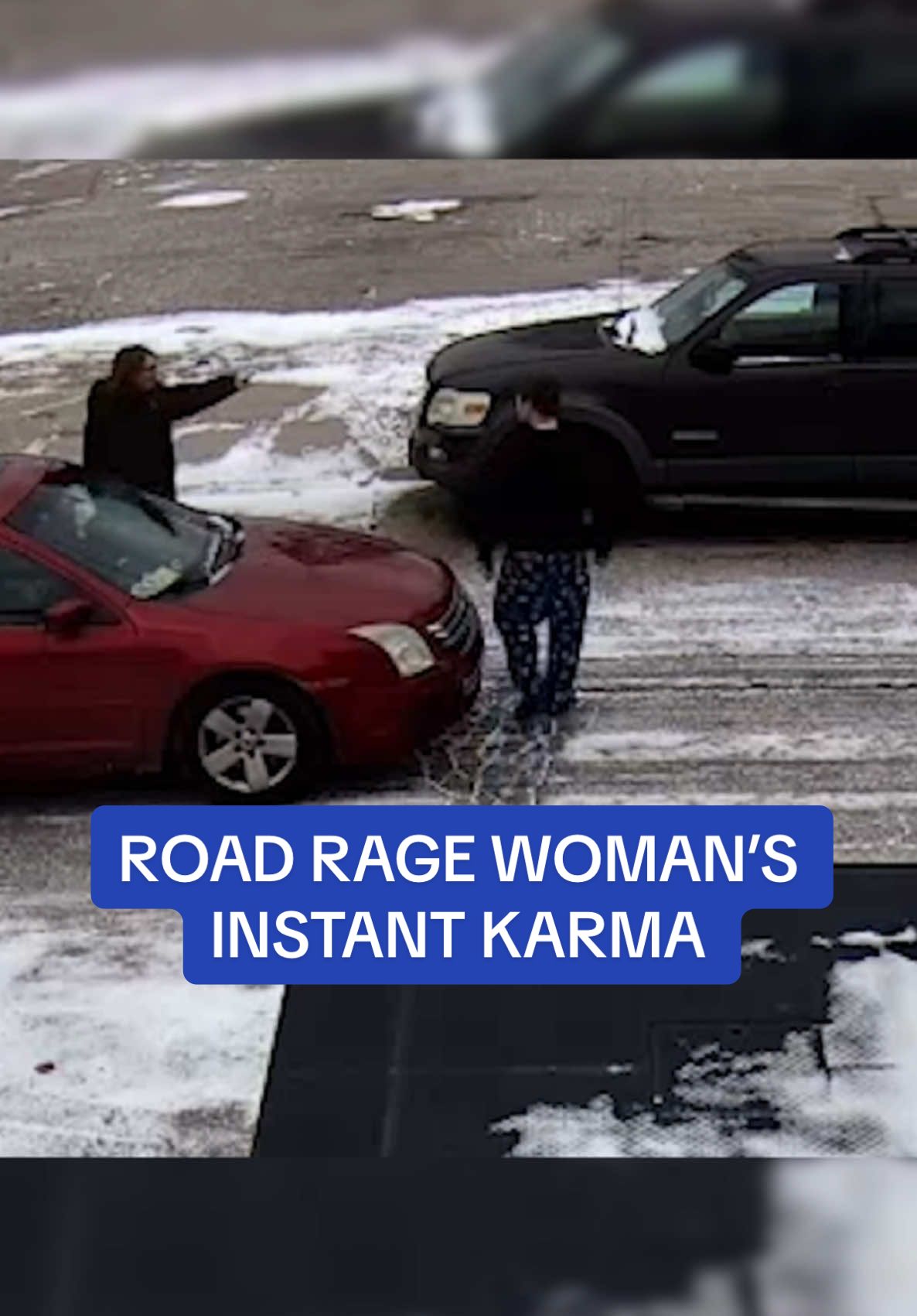 Replying to @kloner67 A woman attacked a man who tried to walk away from her during a road rage incident - and quickly found herself body-slammed to the ground. It was unclear what sparked the brutal body-slam and if anyone suffered injuries as a result, although the woman could be heard accusing the driver of the red car of getting too close to her blue Ford. Read more at DailyMail.com  #roadrage #rage #woman #car #karma #angry #shocking 