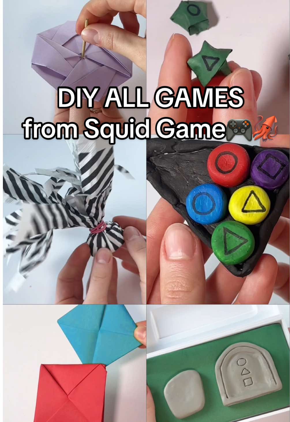 How to Make All the DIY Games from Squid Game 🦑🎮 Ddakji, Jegichagi (Jegi), Biseokchigi, Gonggi, Spinning Top Create all the DIY versions of your favorite Squid Game challenges! • Ddakji (folded paper squares) • Jegichagi (Jegi) (using napkins and bottle cap) • Biseokchigi (Flying Stone) made from polymer clay) • Gonggi Stones (using air-dry clay or paper)        • Spinning Top (using paper) #SquidGameDIY #Ddakji #Jegichagi #Biseokchigi #FlyingStone #GonggiStones #spinningtop #gonggi  #SquidGameChallenges #DIYGames #HandmadeGames #SquidGamelnspired #SquidGames #gamenightideas #EasyDIY #squidgame #squidgamenetflix #HandmadeGames #SquidGamelnspired #SquidGameNetflix #DIYCrafts #SquidGames #squidcraftgames2 #squidgame #easydiy #diygift #diygiftideas #squidgamenetflix #squidgamegonggi top squid games #ddakji #diysquidgame 380 squid game 2 #squidgame2 player 246 x player 120 Easy Craft Ideas #papercrafttutorial How To Make A Paper Star #diyandcrafts #favouritegame 