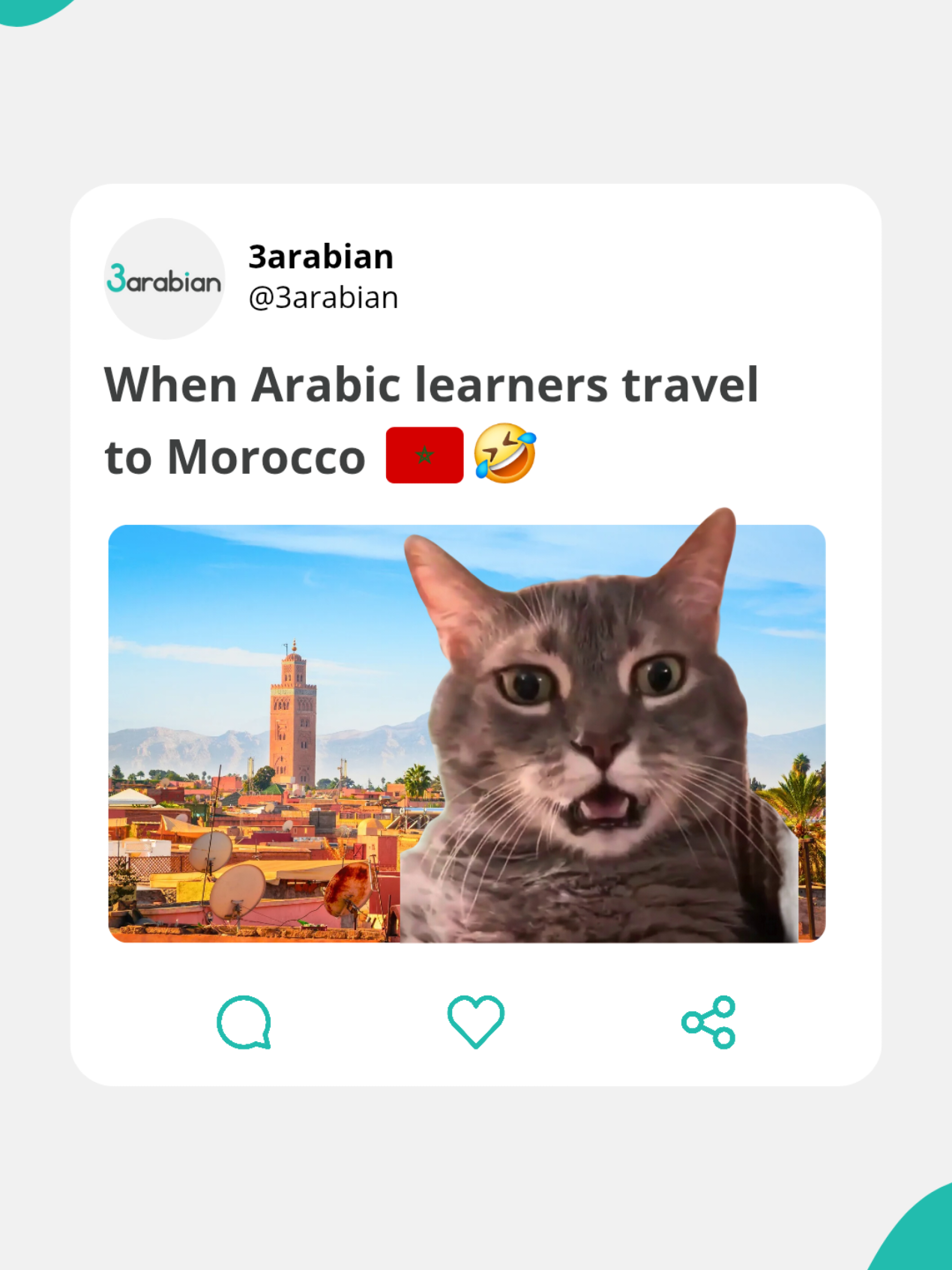 When Arabic learners travel to Morocco 🤣 🇲🇦 #Arabic #Meme #Morocco #LanguageLearning #3arabian 