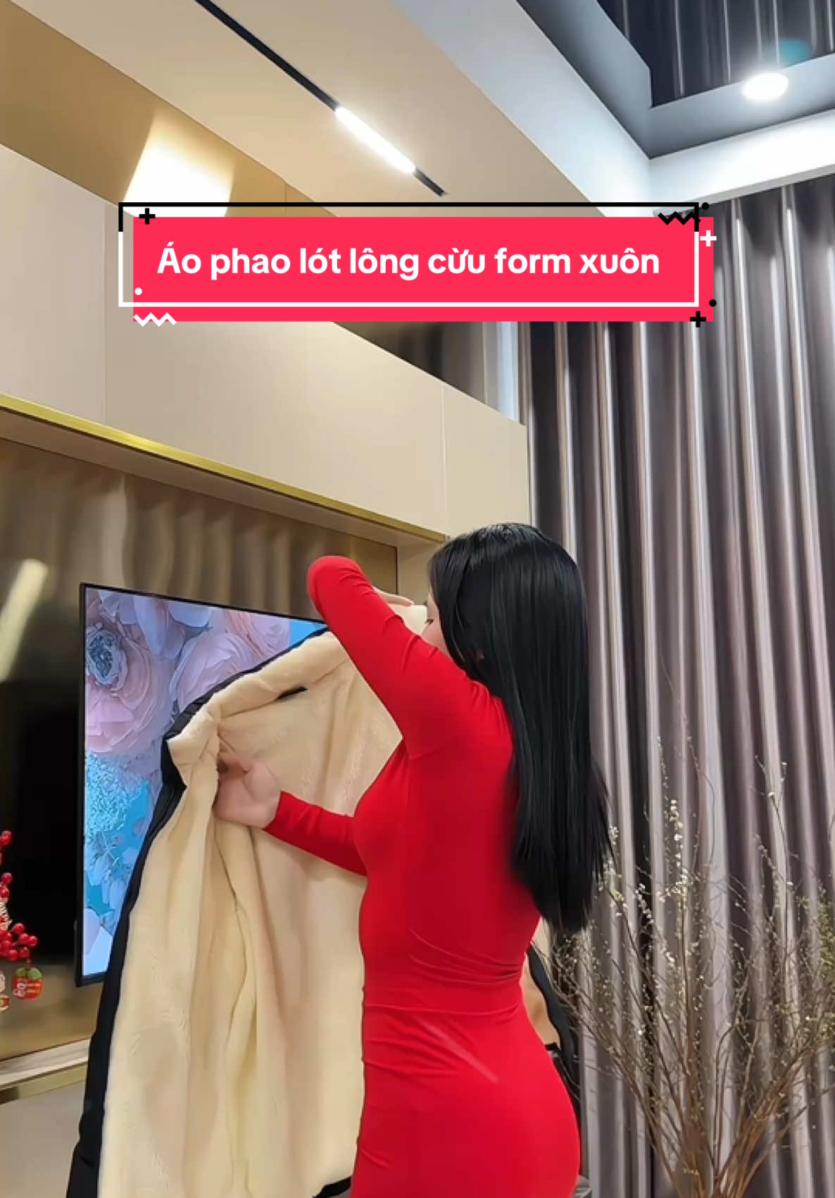 Áo phao lót lông cừu form xuông