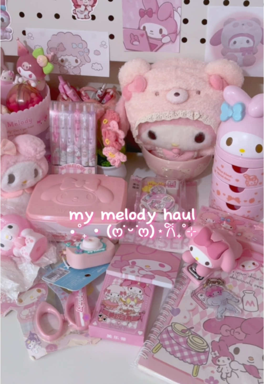 my melody temu haul 💕 you can use code fav87145 in the temu search bar for 30% off <3 follow me on yt and ig if tt is banned 🥲🩷 (draft i forgot to post ._.) #sanrio #asmr #mymelody #hellokitty #unboxing #haul #temu #kawaii #aesthetic #desk #stationery #kpop #fyp