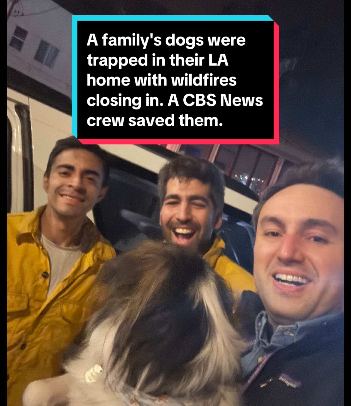 It was a dramatic rescue. CBS News' Jonathan Vigliotti was contacted by a stranger, who told him his three #rescuedogs were stuck inside his Pacific Palisades house – alone – as the the #PalisadesFire closed in. Jonathan and his producer, who were reporting on the #wildfires nearby, did not hesitate to help. With three lives at stake, they risked their lives to find the home, break in and search for the #dogs – all to help a stranger. The house burned down shortly after. Three rescue dogs were rescued again. Their owners relieved, grateful, and despite the devastation they endured, reminded that humanity — and heroes — do exist. Read more about this story at the linked article. #losangeles #california #pacificpalisades #firerescue 