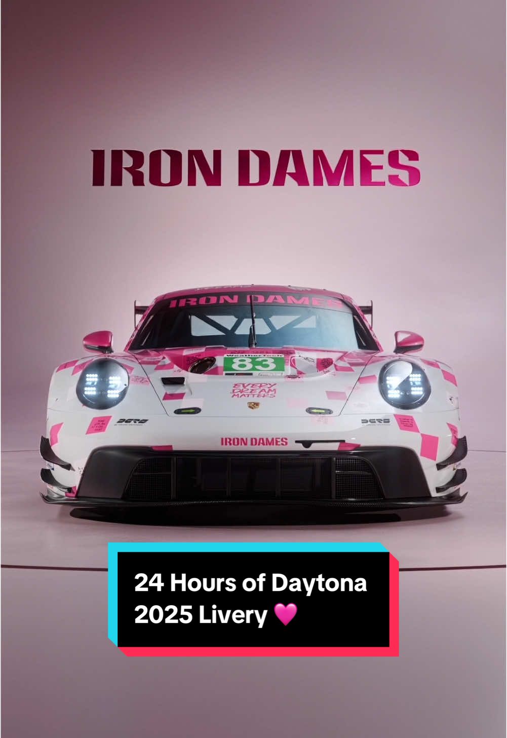 Here it is: our 24 Hours of Daytona 2025 livery, fuelled by you.   You made this happen, and now we’re ready to push limits and prove that nothing is out of reach. The best part? The NASA Artemis-inspired design on the roof symbolises going beyond boundaries. Because here, Every Dream Matters.   Let’s reach for the stars and race for the dreams that drive us! ✨🚀   #IMSA #Rolex24 #IronDames #EveryDreamMatters