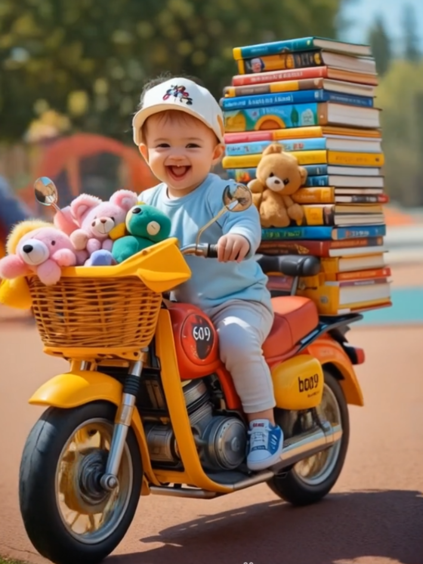 Happy babies on motorcycles #babytiktok #kidsoftiktok #AI #viral #cute #forkids #foryou #fyp #cutebaby #babylove #usa #kids 