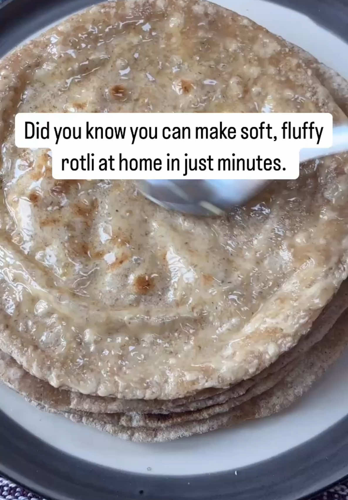 Did you know you can make soft, fluffy rotli at home in just minutes. With just 3 simple ingredients atta or wholemeal flour, warm water & olive oil. You’ll have fresh, delicious rotli’s to enjoy with your favourite curry or dhal or even on their own. To make them: 1️⃣ Combine 300g atta (or wholemeal flour) Atta is finely ground whole wheat flour. 1 tablespoon olive oil & 200ml hand hot water. 2️⃣ Make a soft dough. 3️⃣ Divide dough into golf ball portions, roll out thinly. 4️⃣Cook on a hot tawa or frying pan, flipping a couple of times.  Tip…. Enjoy the first one right off the pan. I enjoy mine with butter. It’s pure joy for me 😊 Save this recipe and share it please. Follow @var for more simple and delicious Indian cookery.