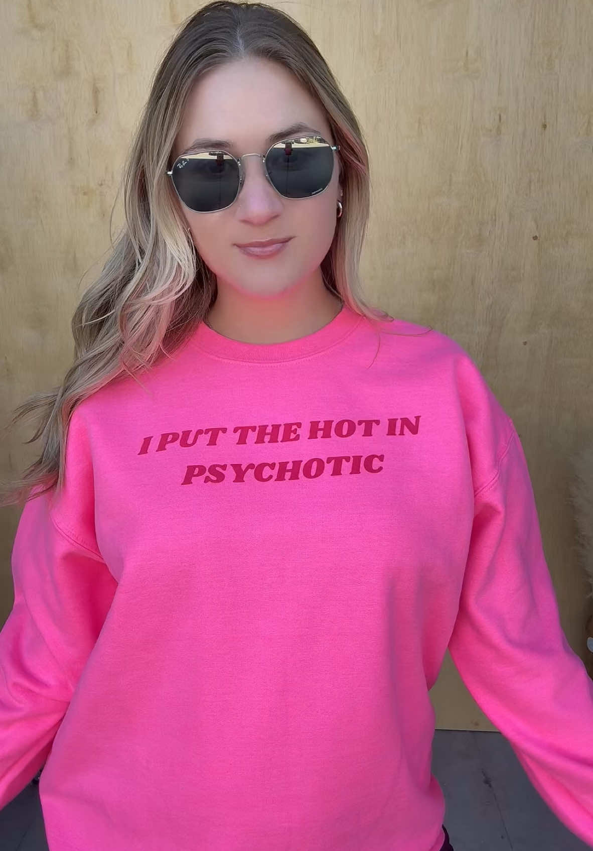 We put the hot in psychotic 😎🤪🔥 #outfit #outfitinspo #outfitideas #hot #hotgirl #funnymoments #funnymemes #trendingvideo #trendingsong #trendingsound #boutique #fashiontiktok #fashion #cozy #homebodylife #cozyathome #sweaterweather #crewnecksweatshirt #design #viraltiktok 