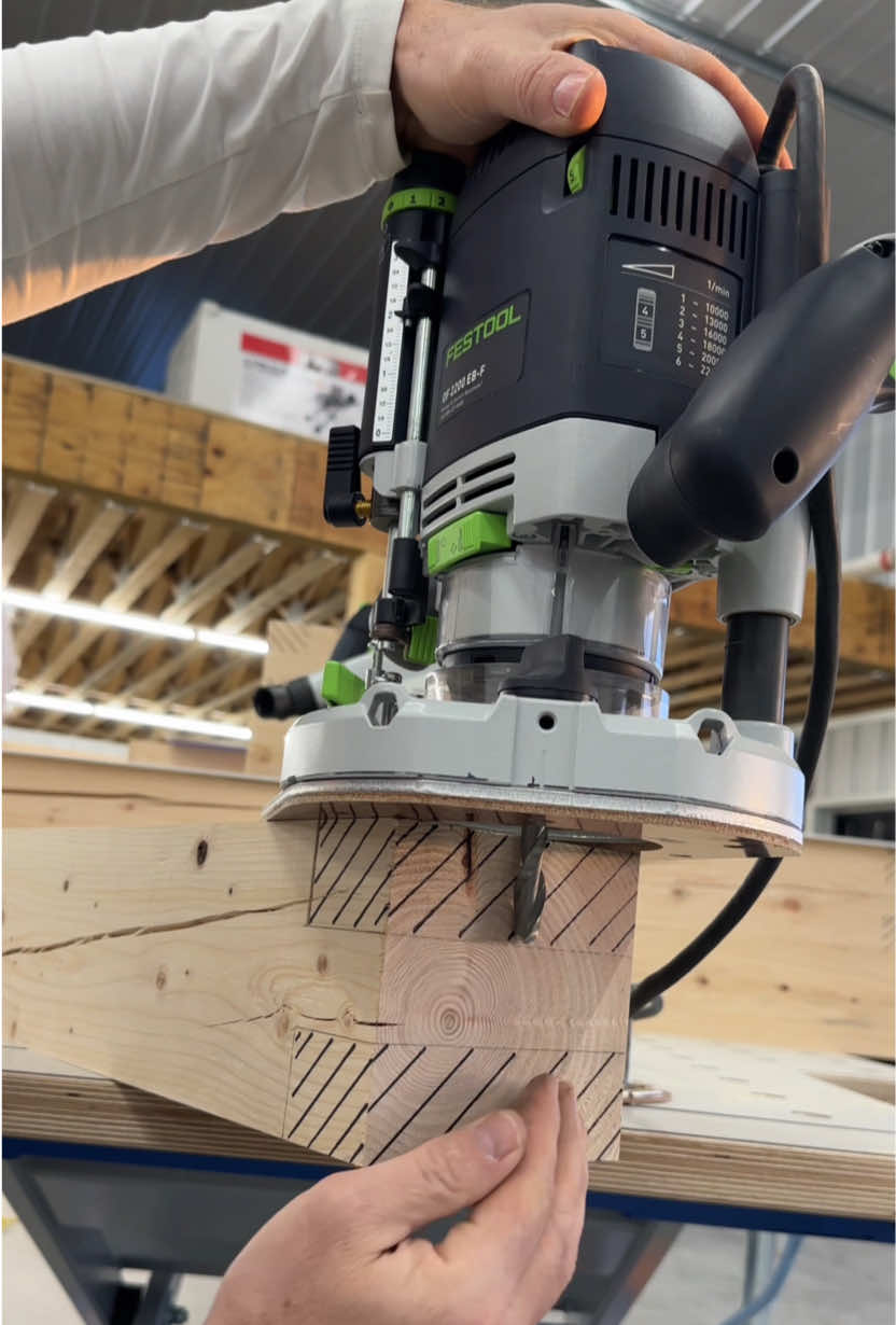 Grabbed the big @Festool Canada OF 2200 router and TSC 55 K cordless track saw to remove material to create tenons for the bathroom vanity project I’m working on #woodworking #festool #joinery 