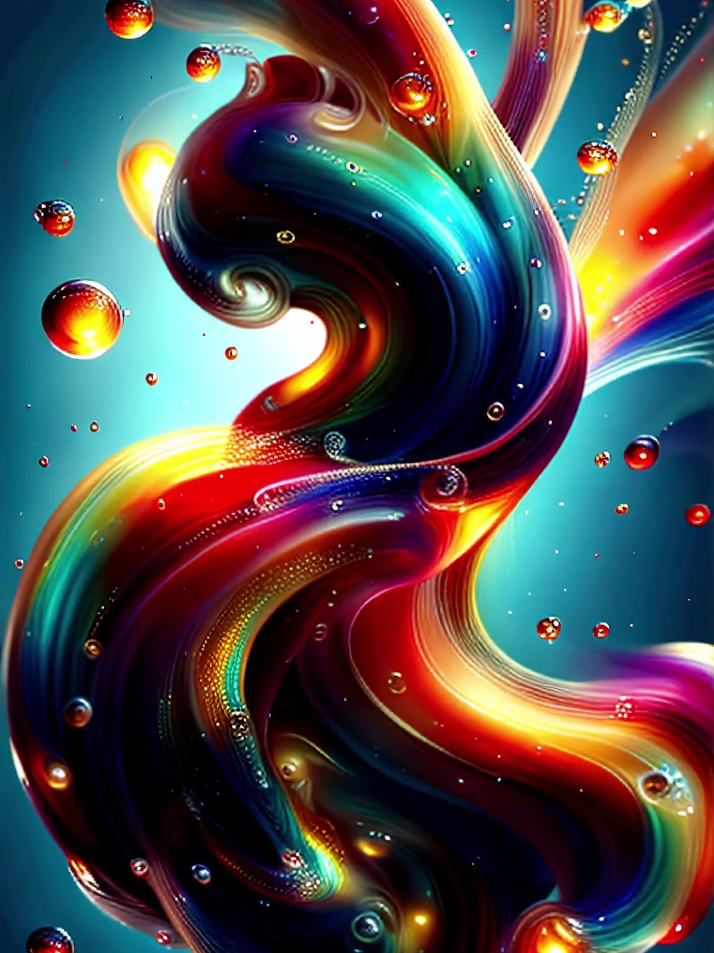 Translucent Candy Flow. Brightly colored liquid spirals in a graceful dance, forming a captivating swirl with hues of red, yellow, and blue. The translucent, candy-like texture adds a playful, light-filled vibrancy, making every ripple a visual delight. #translucentcandyflow #colorfulspiral #brightliquidart #livewallpaper #aiwallpapers #captivatingdesign #candylikevibes #lightdance #vibranthues #4kwallpapers 