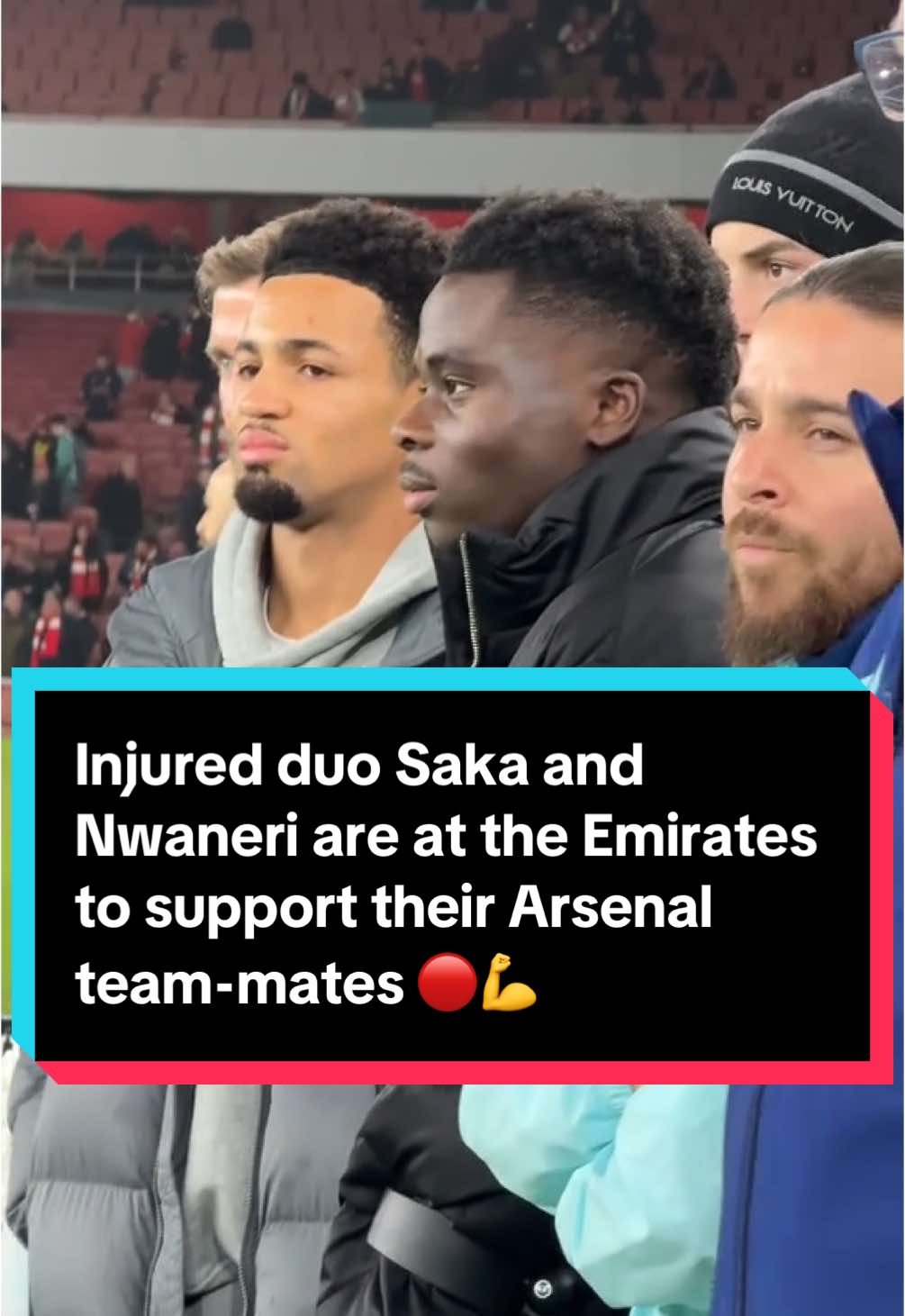 Injured duo Bukayo Saka and Ethan Nwaneri are at the Emirates to support their Arsenal team-mates 🔴💪  #football #nld #saka #arsenal 