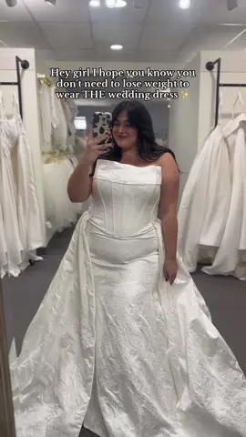 Get 👏🏼 married 👏🏼 fat 👏🏼  Remember when every early wedding reality tv show told you that said you have to fit the dress, not that the dress has to fit you? Yeah we are done with that. We've BEEN done with that. I promise you that not only are there dresses that WILL fit you but you don't need to be your version of skinny/thin/what have you in order get married or have your dream dress. Just do it fat babe 💋 Dresses from @Luxe Bridal obvi 🥂 #plussize #plussizebridal #weddingdress #plussizeweddingdress #doitfat #curvybride #plussizebride #selflove #weddinggowninspiration #sizeinclusive 