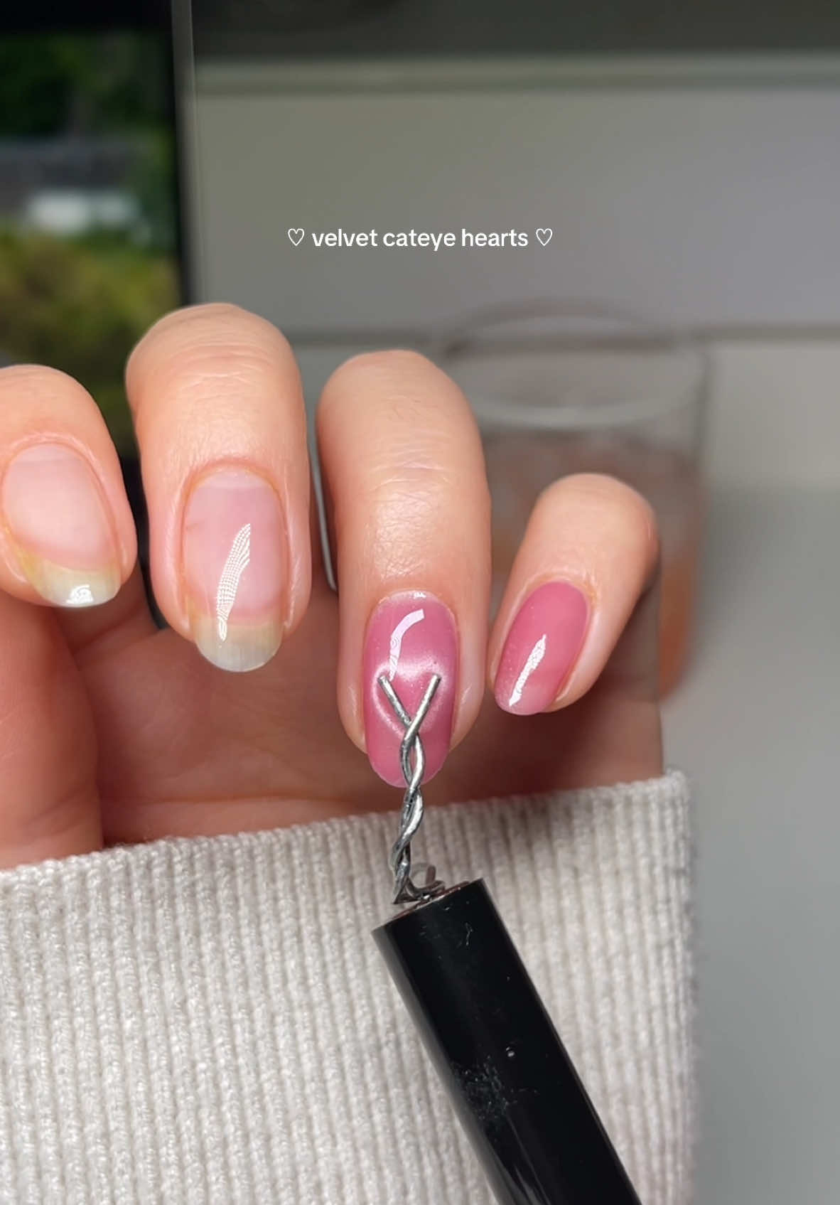 these have my whole heart 🥺💓 products used on my ama z0n sf<3 ib @aminaoui 🫶 #glassnails #2025nails #pinknails #cateyenails #heartnails #valentinesnails #nailtutorial 